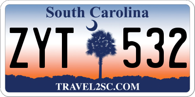 SC license plate ZYT532