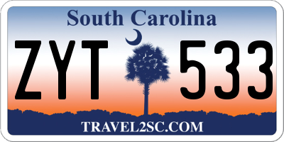 SC license plate ZYT533