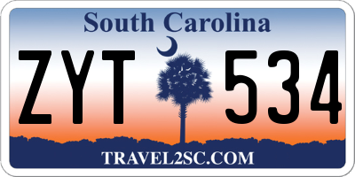 SC license plate ZYT534