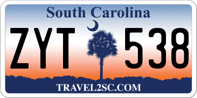 SC license plate ZYT538