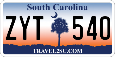 SC license plate ZYT540