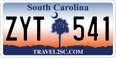 SC license plate ZYT541