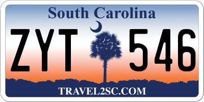 SC license plate ZYT546