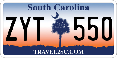 SC license plate ZYT550