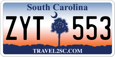 SC license plate ZYT553