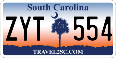 SC license plate ZYT554