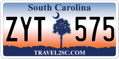 SC license plate ZYT575