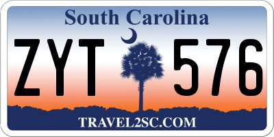 SC license plate ZYT576