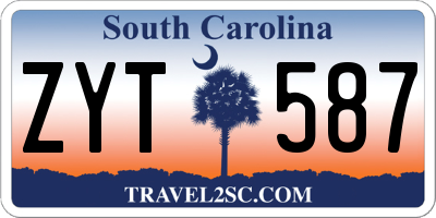 SC license plate ZYT587