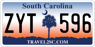 SC license plate ZYT596