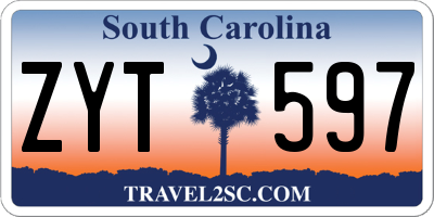 SC license plate ZYT597