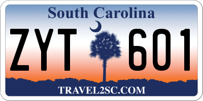 SC license plate ZYT601