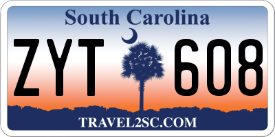 SC license plate ZYT608