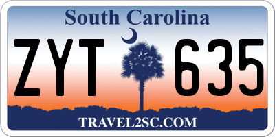 SC license plate ZYT635