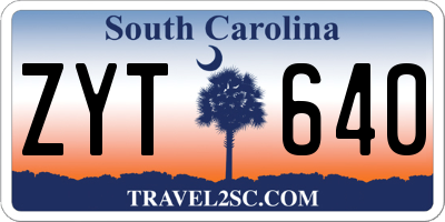SC license plate ZYT640