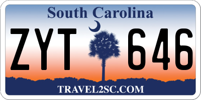 SC license plate ZYT646