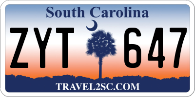 SC license plate ZYT647