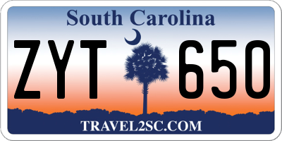SC license plate ZYT650