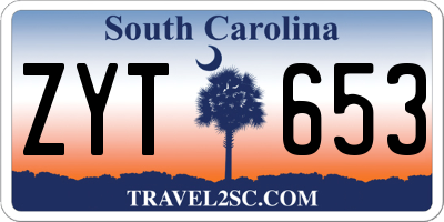 SC license plate ZYT653