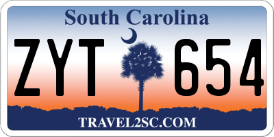 SC license plate ZYT654