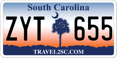 SC license plate ZYT655