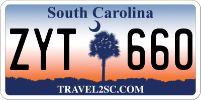 SC license plate ZYT660