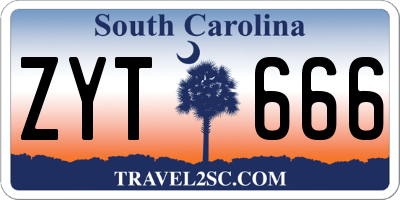 SC license plate ZYT666