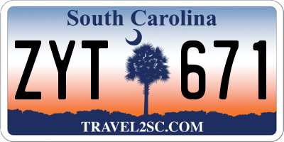 SC license plate ZYT671