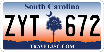 SC license plate ZYT672
