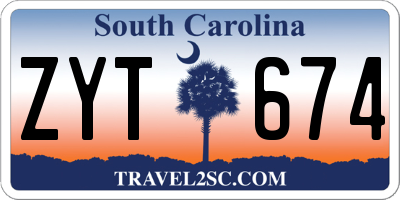 SC license plate ZYT674
