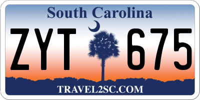 SC license plate ZYT675