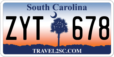 SC license plate ZYT678