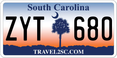 SC license plate ZYT680