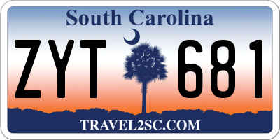SC license plate ZYT681