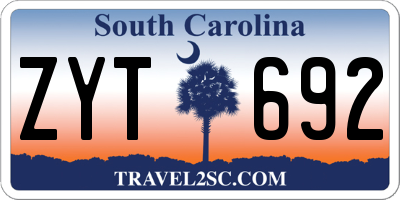 SC license plate ZYT692