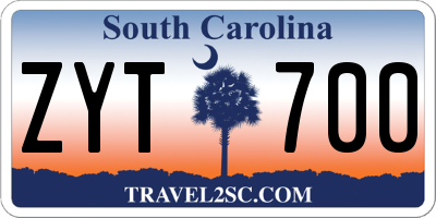 SC license plate ZYT700