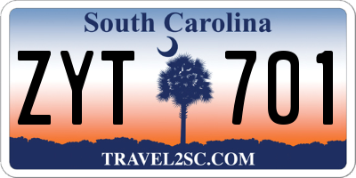 SC license plate ZYT701