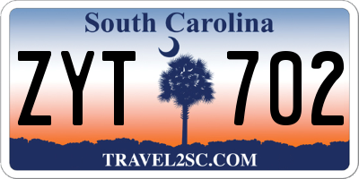 SC license plate ZYT702