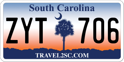 SC license plate ZYT706