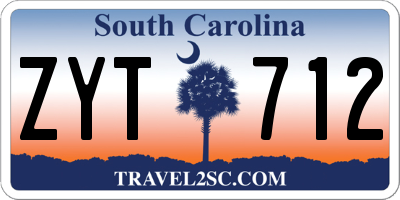SC license plate ZYT712