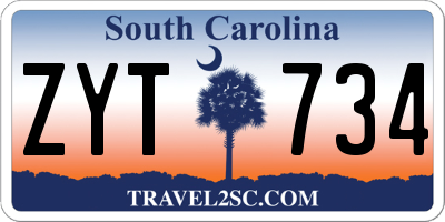 SC license plate ZYT734