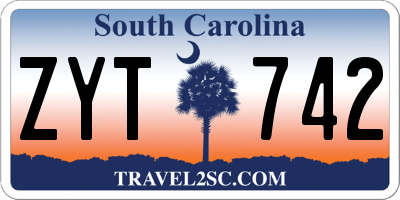 SC license plate ZYT742