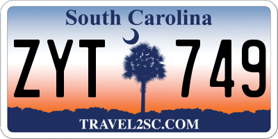 SC license plate ZYT749