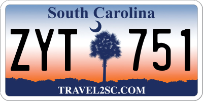 SC license plate ZYT751