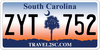 SC license plate ZYT752