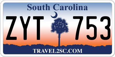 SC license plate ZYT753