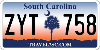 SC license plate ZYT758