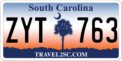 SC license plate ZYT763