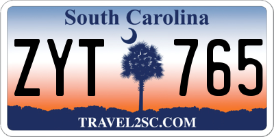 SC license plate ZYT765