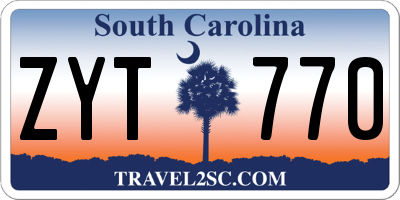 SC license plate ZYT770